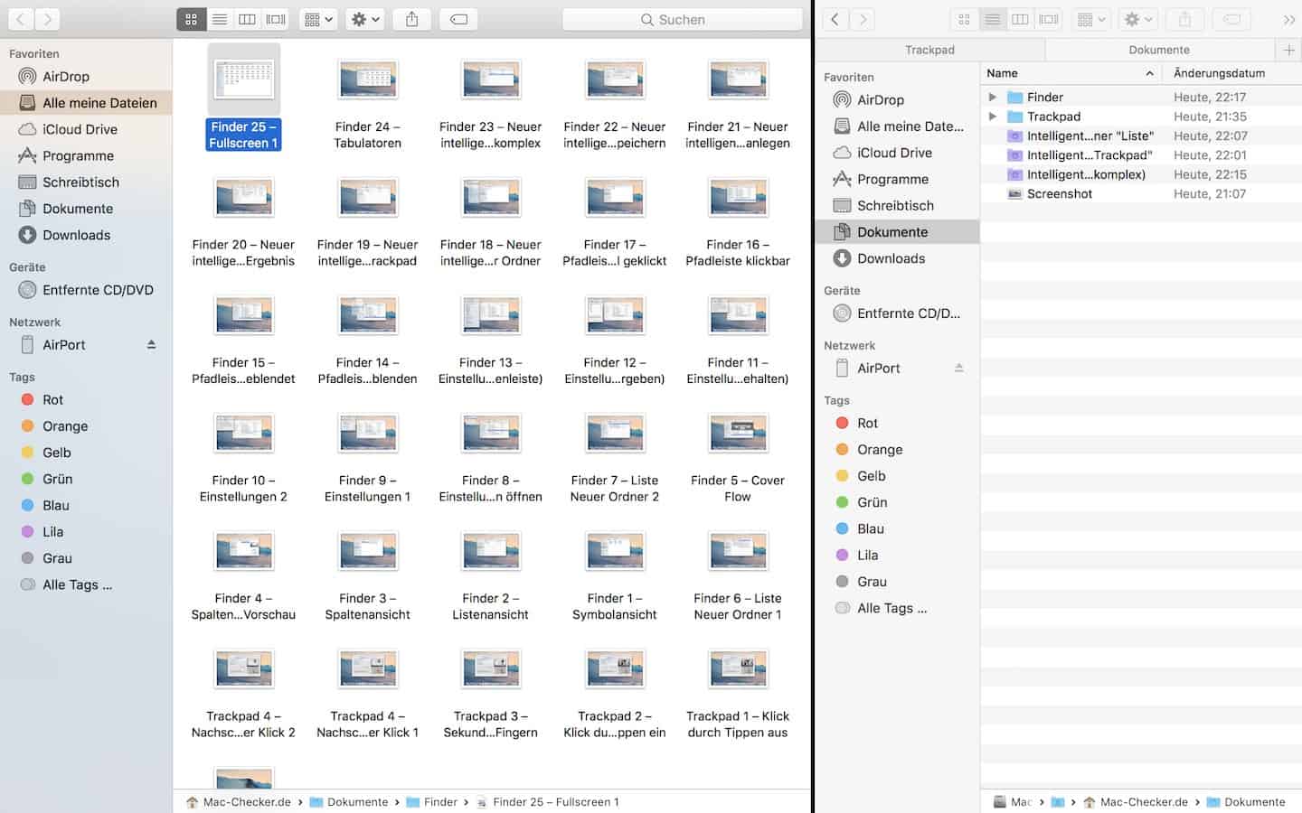 Aktiviere im Finder