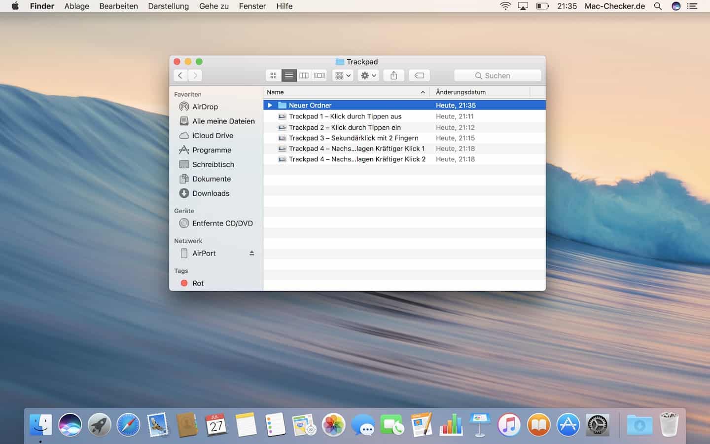 Aktiviere im Finder