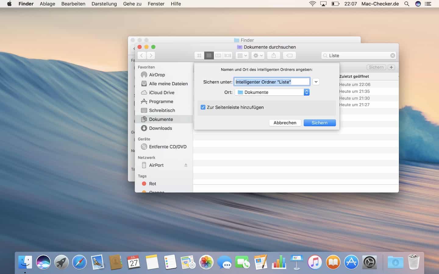 Aktiviere im Finder