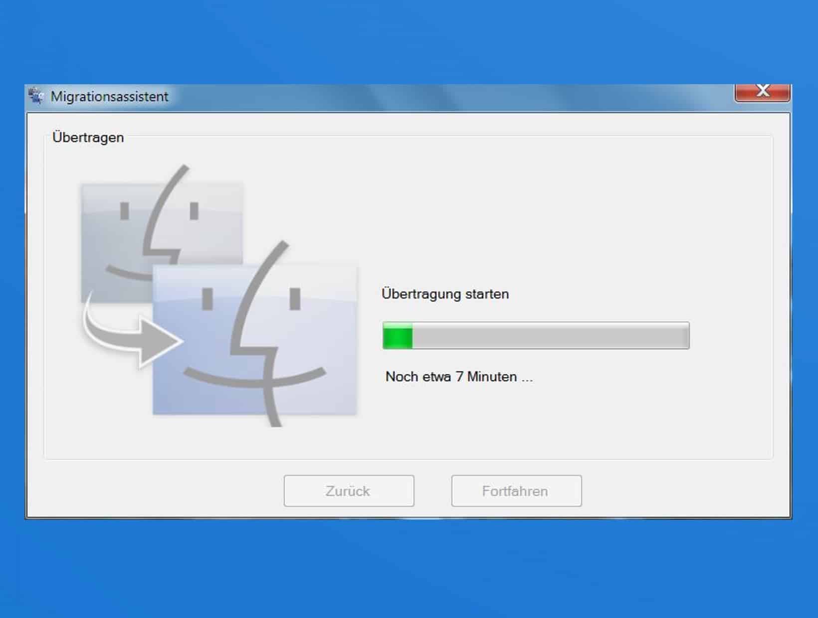 Schlussendlich werden die Daten vom PC auf den Mac übertragen. Glückwunsch: Geschafft!