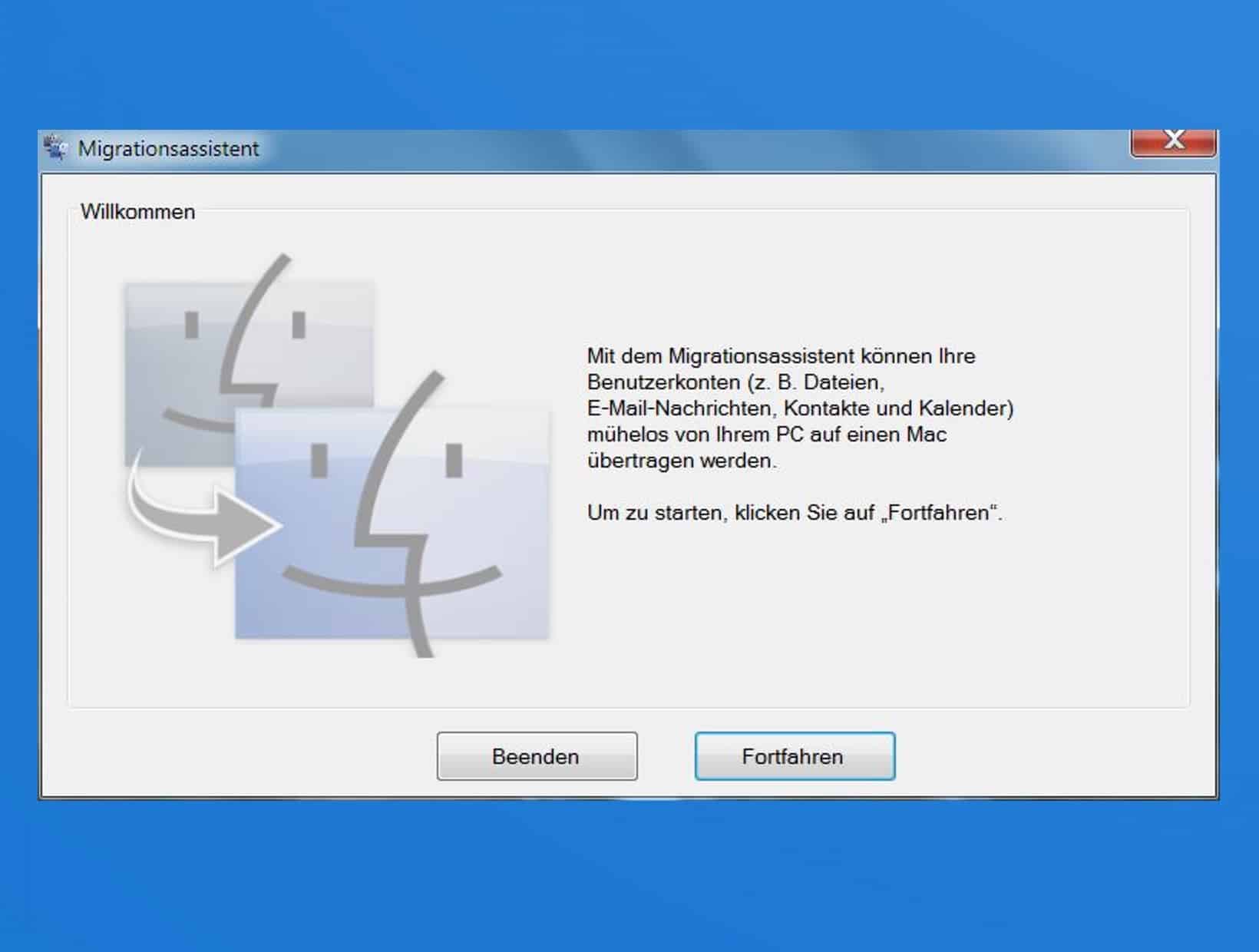 Starte den Windows-Migrationsassistenten auf dem PC…