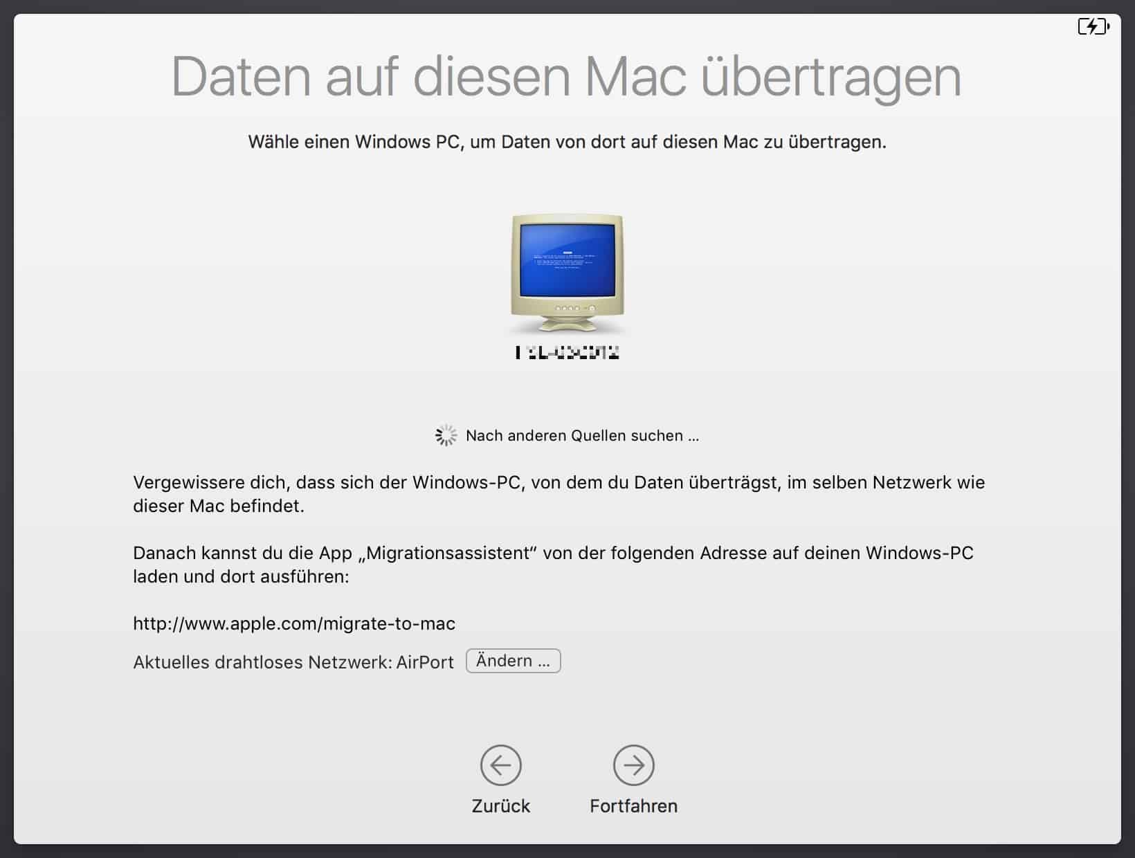 Wähle auf dem Mac den gefundenen Windows-PC…